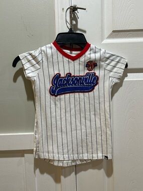Jacksonville Jumbo Shrimp Kids' Pinstripe Baseball Tee - New Era